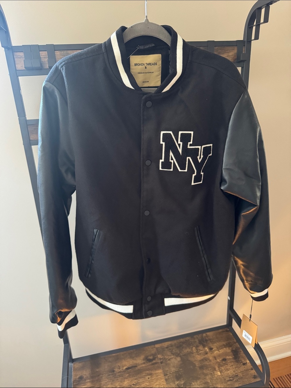 Broken Threads Black NY Varsity Bomber Jacket